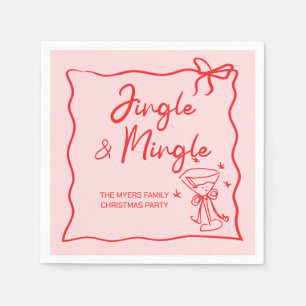 Jingle und Mingle Hand zeichnen Weihnachts-Party Serviette