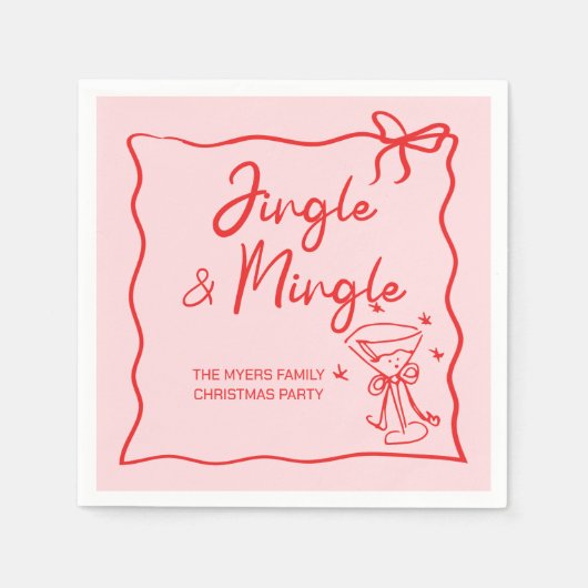Jingle und Mingle Hand zeichnen Weihnachts-Party Serviette (Vorderseite)