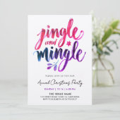 Jingle und Mingle - Modern Lila Pink Brush Script Einladung (Stehend Vorderseite)