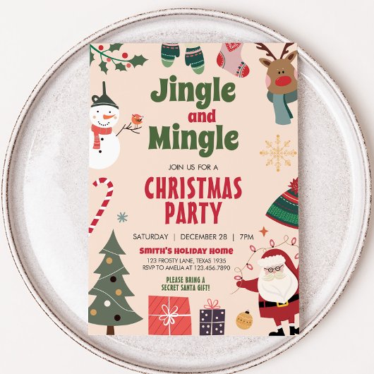 Jingle und Mingle Niedlich Holiday Weihnachts-Part Einladung