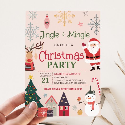 Jingle und Mingle Niedliches Party Einladung
