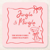 Jingle und Mingle Pink Red Ribon Rechteckiger Pappuntersetzer (Vorderseite)