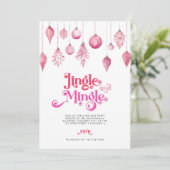 Jingle und Mingle Pink Weihnachtsfeier Einladung (Stehend Vorderseite)
