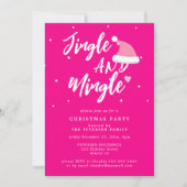 Jingle und mingle rosa script Christmas Party Einladung (Vorderseite)