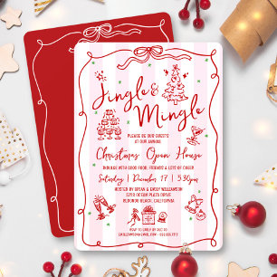Jingle und Mingle rote handgezeichnete Kritzeleien Einladung