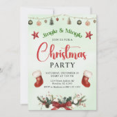 Jingle und Mingle Strumpf Weihnachts-Party Einladung (Vorderseite)