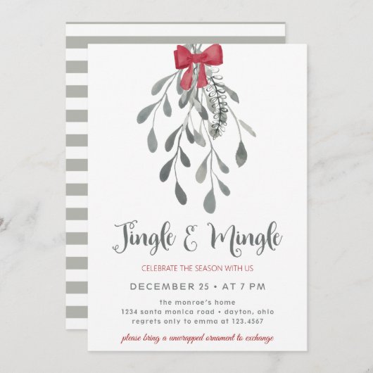Jingle und Mingle unter dem mistletoe Holiday Einladung (Vorne/Hinten)