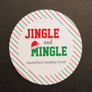 Jingle und Mingle Weihnachts-Hochzeitsveranstaltun Runder Aufkleber
