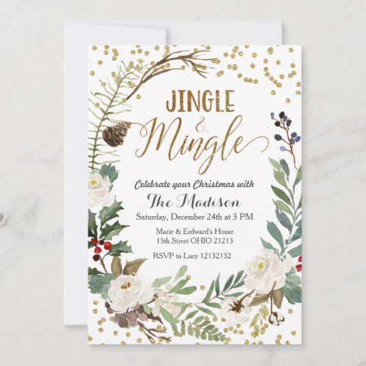 Jingle und Mingle Weihnachts-Party Einladung (Vorderseite)