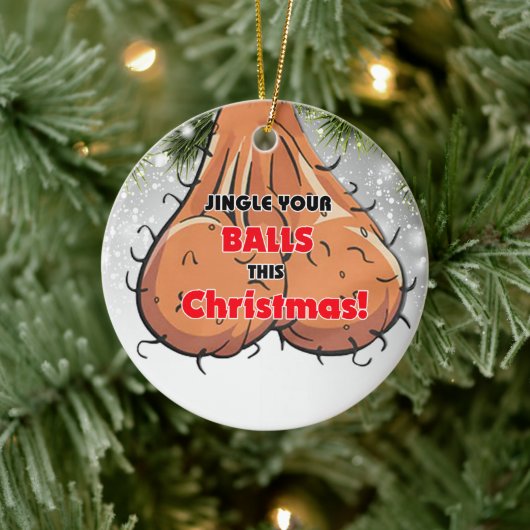 Jingle your Balls Sacks Naughty boyfriend Gips Keramik Ornament (Baum)
