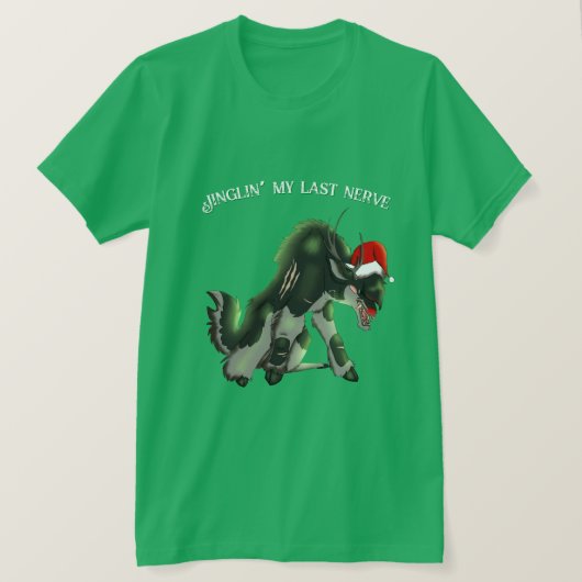 Jinglin' My Last Nerve Angry Reindeer Funny Horror T-Shirt (Design vorne)
