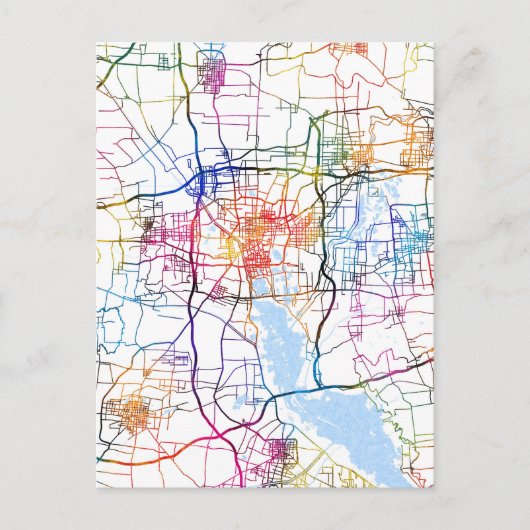 Jining China City Map Postkarte (Vorderseite)