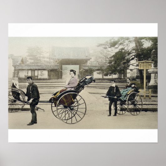 'Jinrikisha' vor einem Tempel, c.1880 (Hand co Poster (Vorne)