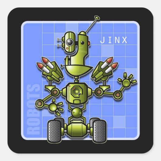 Jinx der Roboter Quadratischer Aufkleber (Vorderseite)
