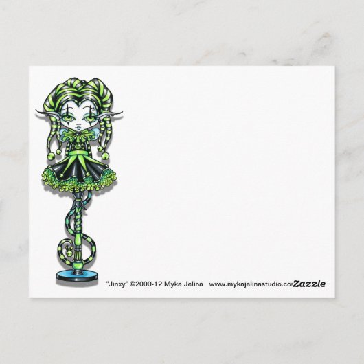 Jinxy Harlequin Pixie Stick Jester Fee Postcard Postkarte (Rückseite)