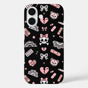 Jirai Kei iPhone-Hülle Schwarz Pink Yami Kawaii iPhone 16 Hülle
