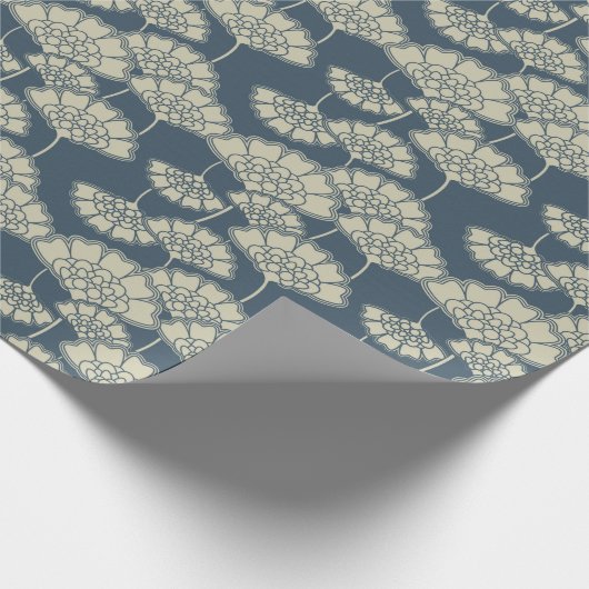 Jitaku blaues Lotus Packpapier (Ecke)