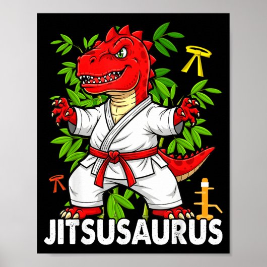 Jitsusaurus Lustiges Jiu Jitsu Trex MMA Brasiliani Poster (Vorne)