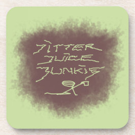 Jitter Juice Junkie - Kaffeekunst auf Grün. Getränkeuntersetzer