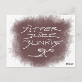 Jitter Juice Junkie - Kaffeekunst auf Grün. Postkarte (Rückseite)