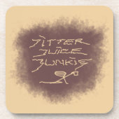 Jitter Juice Junkie - Kaffeekunst auf Latte Brown. Getränkeuntersetzer (Vorderseite)