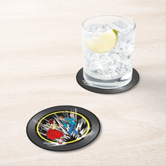 Jitterbug Shag Dancers Runder Pappuntersetzer (Vor Ort)