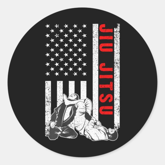 Jiu Jitsu Art for Martial Arts Funny US Flag Jiu J Runder Aufkleber (Vorderseite)