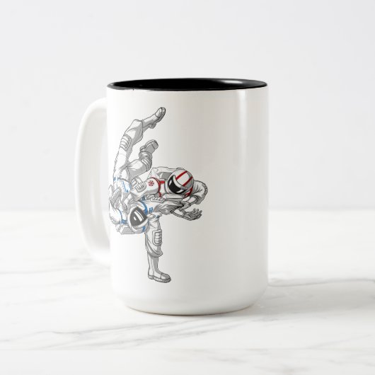 Jiu-Jitsu-Astronauten Zweifarbige Tasse (Vorderseite Links)