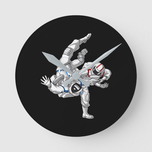 Jiu-Jitsu Astronauts Runde Wanduhr (Vorderseite)