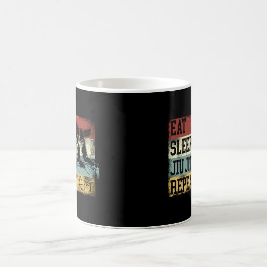 Jiu Jitsu Bjj Eat Sleep Jiu Jitsu Repeat Retro Kaffeetasse (Mittel)