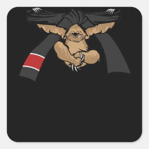 Jiu Jitsu BJJ Sloth Black Belt Light Quadratischer Aufkleber