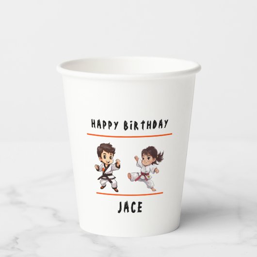 Jiu Jitsu Champ Birthday Party Paper Cup Pappbecher (Rückseite)