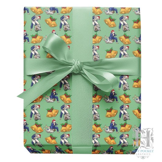 Jiu Jitsu Christmas Gift Wrapping Paper in Green Geschenkpapier