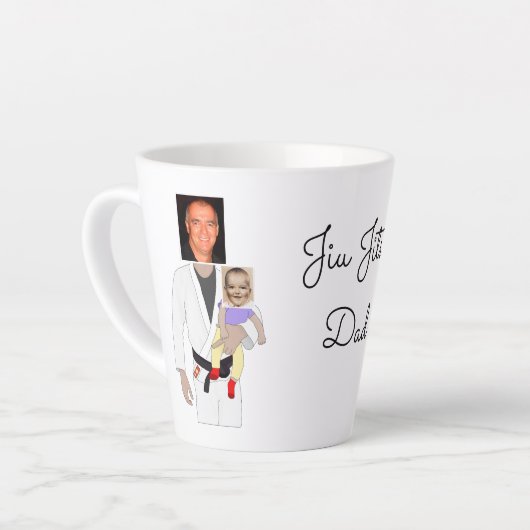 Jiu Jitsu Dad Custom Photos and Handwritten Text Milchtasse (Linke Ecke)