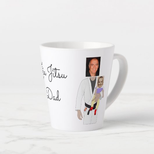Jiu Jitsu Dad Custom Photos and Handwritten Text Milchtasse (Rechte Ecke)