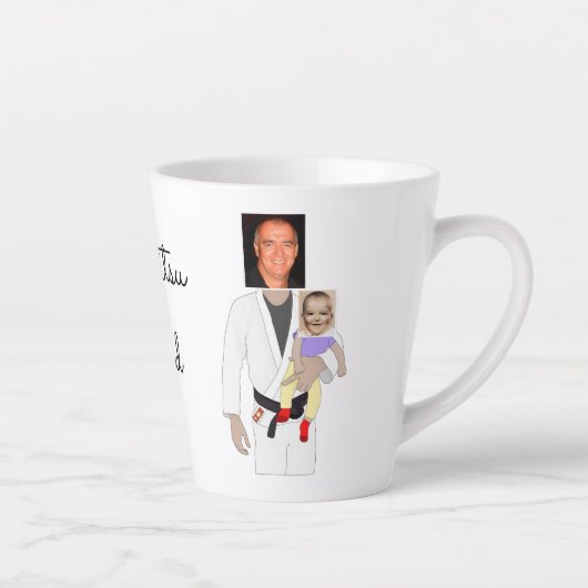 Jiu Jitsu Dad Custom Photos and Handwritten Text Milchtasse (Rechts)