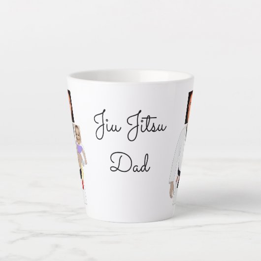 Jiu Jitsu Dad Custom Photos and Handwritten Text Milchtasse (Vorderseite)