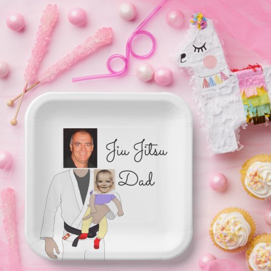 Jiu Jitsu Dad Custom Photos and Handwritten Text Pappteller (Party)