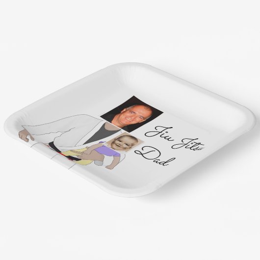 Jiu Jitsu Dad Custom Photos and Handwritten Text Pappteller (Gewinkelt)