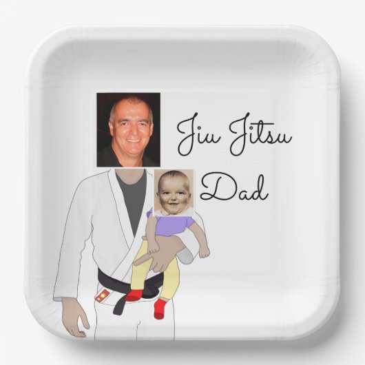 Jiu Jitsu Dad Custom Photos and Handwritten Text Pappteller (Vorderseite)