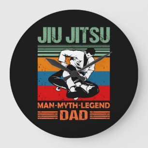 Jiu Jitsu Dad Man Legend martial arts Slogan retro Große Wanduhr