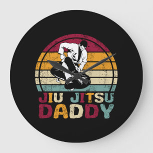 Jiu Jitsu Daddy Vater Martial Arts Retro Große Wanduhr
