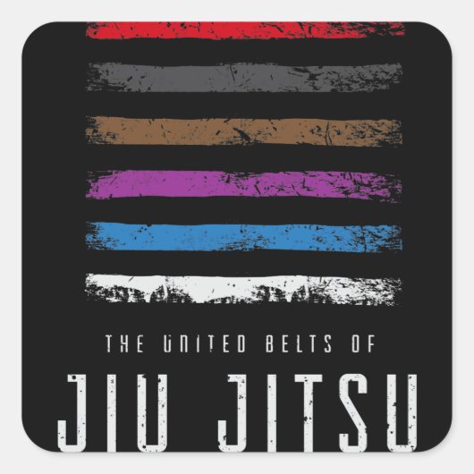 Jiu Jitsu Design United Belts of Jiu Jitsu mit Quadratischer Aufkleber (Vorderseite)