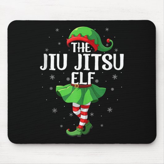 Jiu Jitsu Elf Christmas Girls Women Elf Squad Xmas Mousepad (Vorne)