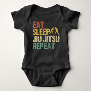 Jiu Jitsu Fight Martial Arts Eat Sleep Retro gift Baby Strampler