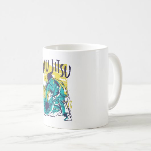 Jiu Jitsu Grunge Kaffeetasse (VorderseiteRechts)