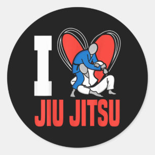 Jiu Jitsu Herz Ich liebe Jiu Jitsu Runder Aufkleber