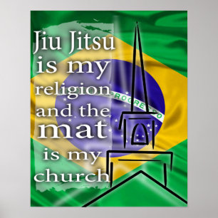 Jiu Jitsu ist meine Religion brasilianisches Flagg Poster