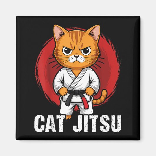 Jiu Jitsu Kawaii Katze Lustiges BJJ oder MMA Grapp Magnet (Vorne)