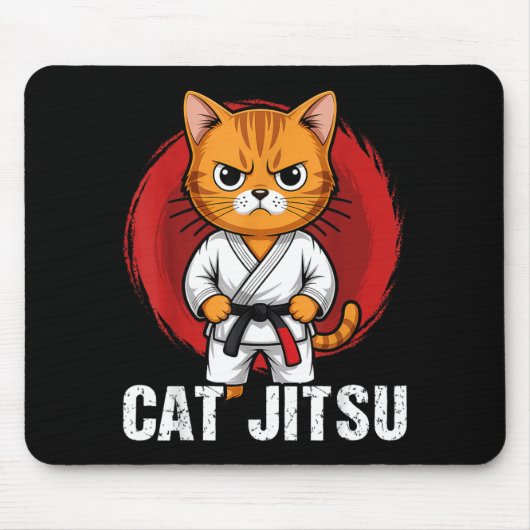 Jiu Jitsu Kawaii Katze Lustiges BJJ oder MMA Grapp Mousepad (Vorne)